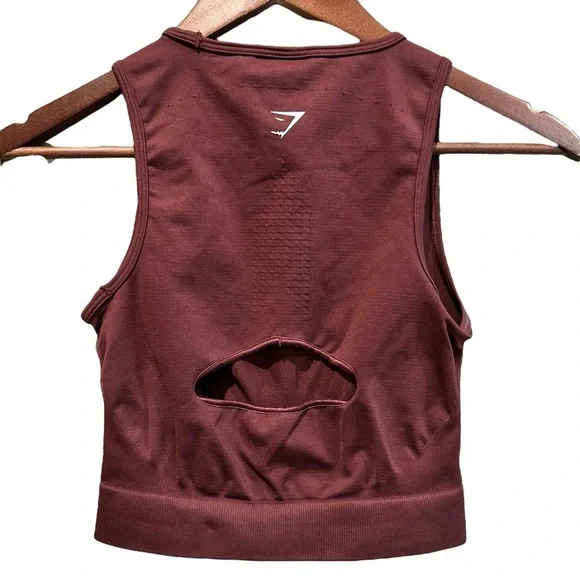 GYMSHARK Sweat Seamless Midi Tank Baked Maroon Women’s Size XS - Picture 5 of 7